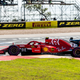 Kimi Raikkonen passing Lewis Hamilton in the first corner.